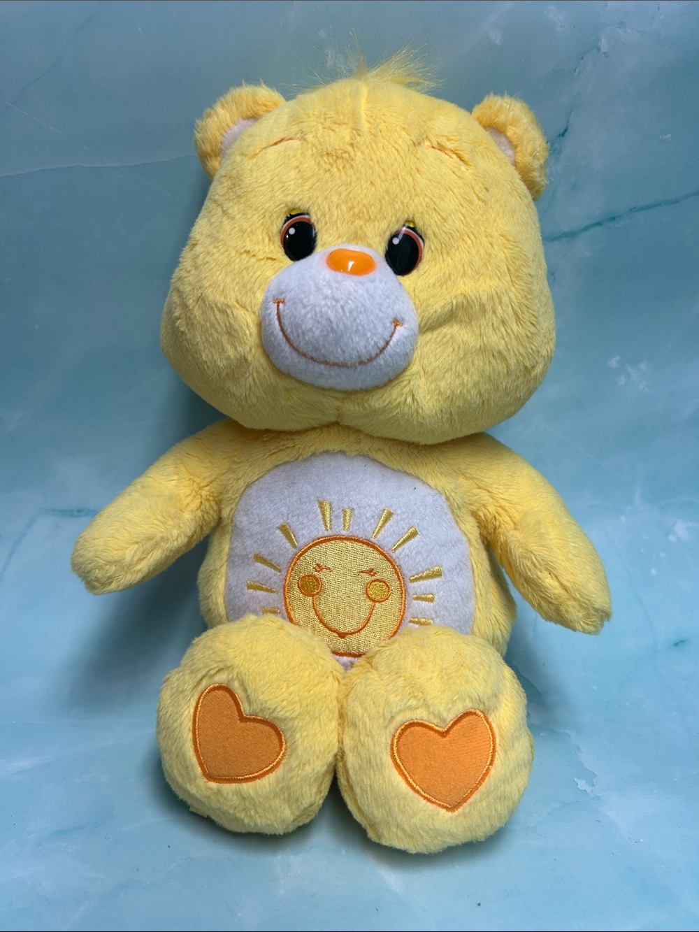 Hasbro Care Bear Yellow Funshine Sunshine Bear Stuffed Animal Plush Toy Sz: 12"